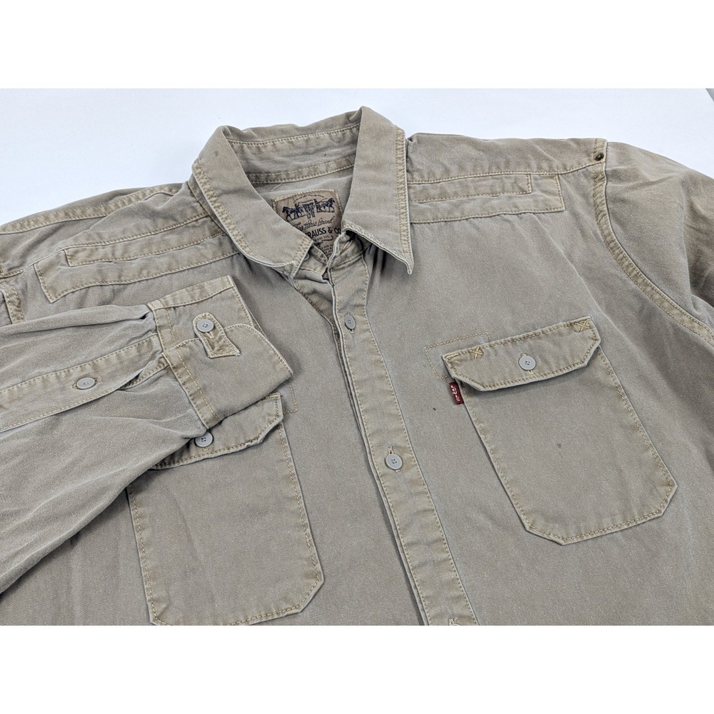 Levis Mens XL Jacket Shirt Barn Chore Shacket Brown Heavy Weight Long Sleeve‎ - Picture 2 of 10